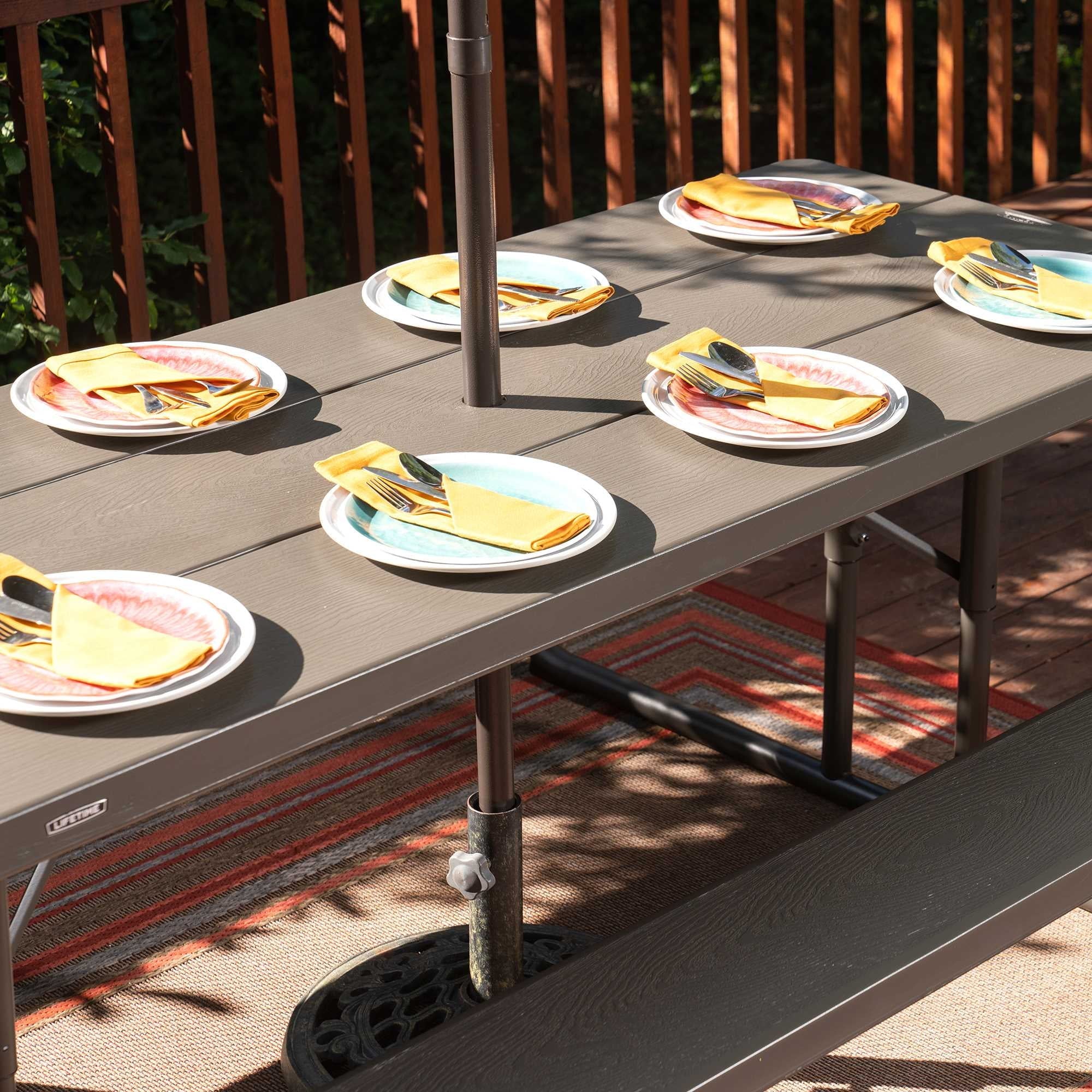 6 Foot Folding Picnic Table, Brown, 60105 Image 10