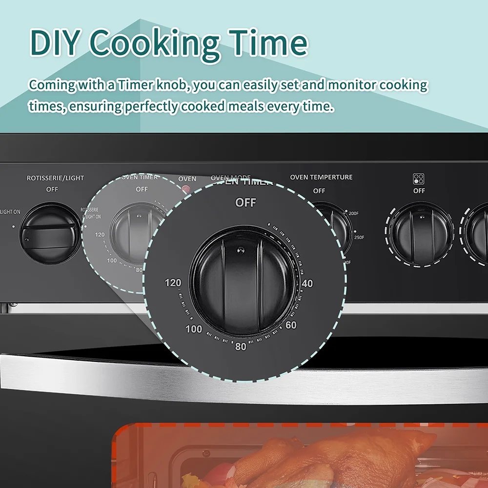 24 in 2.9 CU ft Freestanding Electric Range with Rotisserie and True Convection Oven and Timer - Image 9