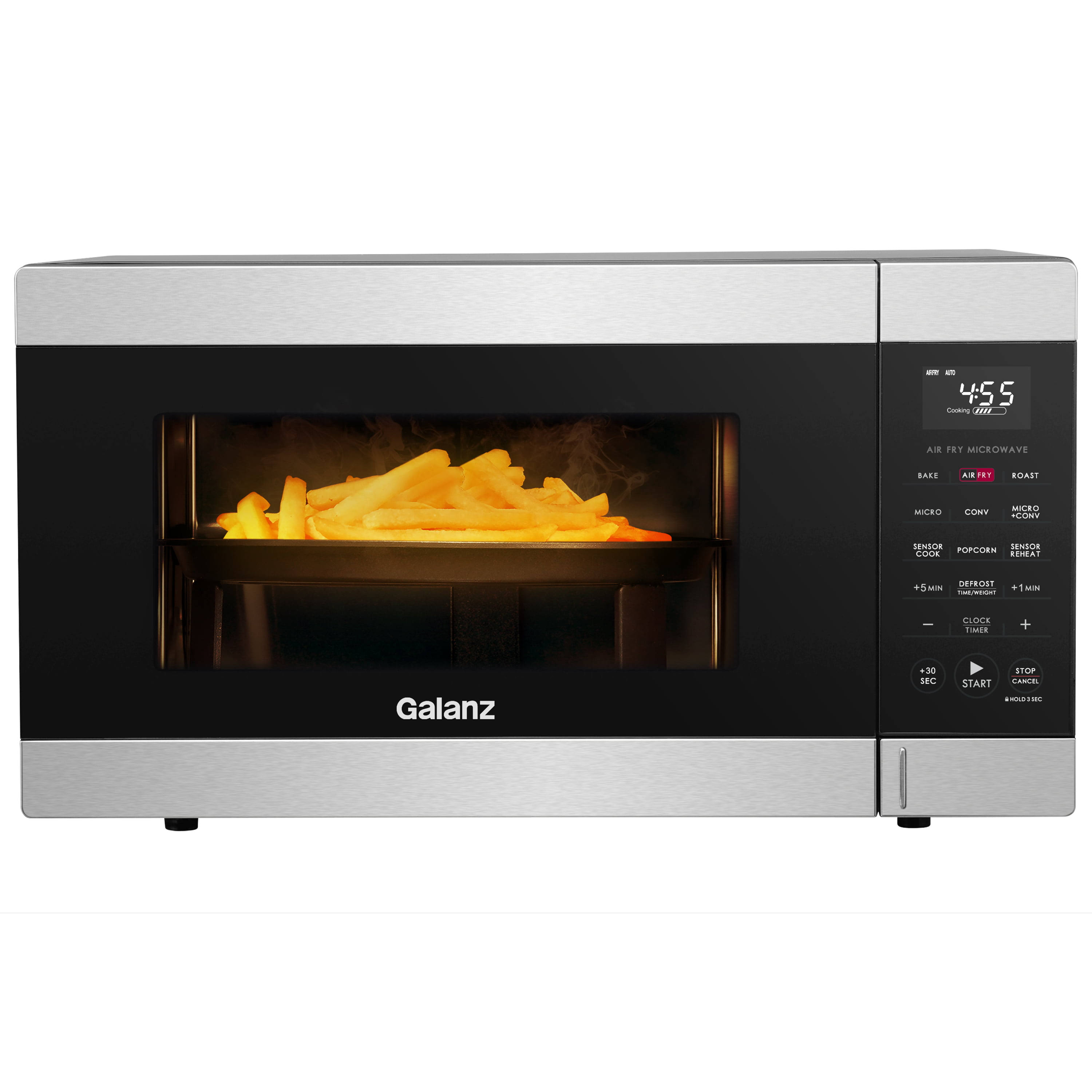 Galanz 1.2 Cu ft Air Fry Microwave Oven with Sensor Cook, Stainless Steel, 1000 Watts, Silver
