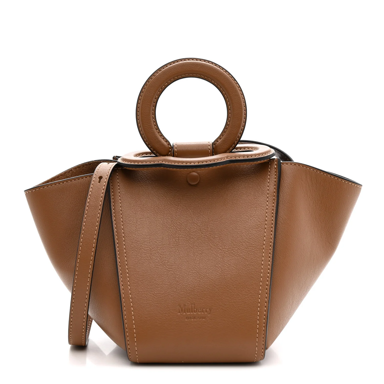 Silky Calfskin Mini Rider's Top Handle Bag Teak