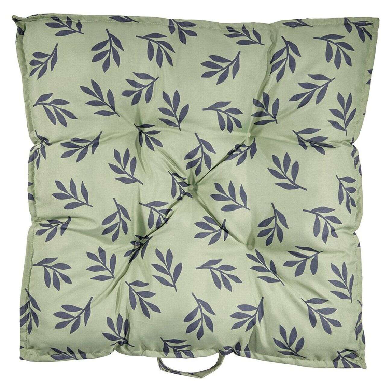 Coussin de dossier salon palette motif feuillage vert noir 60x60xép8cm