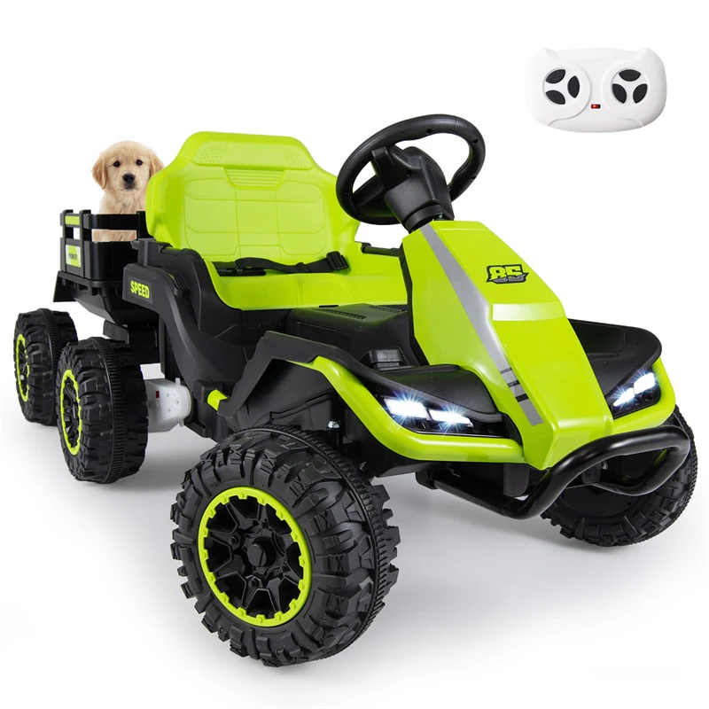24V Kids Ride On Tractor with Detachable Trailer, Parent Remote, 20° Climbing, Wireless Music & Lights, Electric Vehicle for Boys Girls Ages 3+