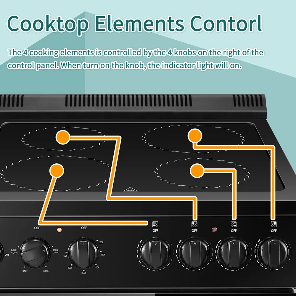 24 in 2.9 CU ft Freestanding Electric Range with Rotisserie and True Convection Oven and Timer - Image 5