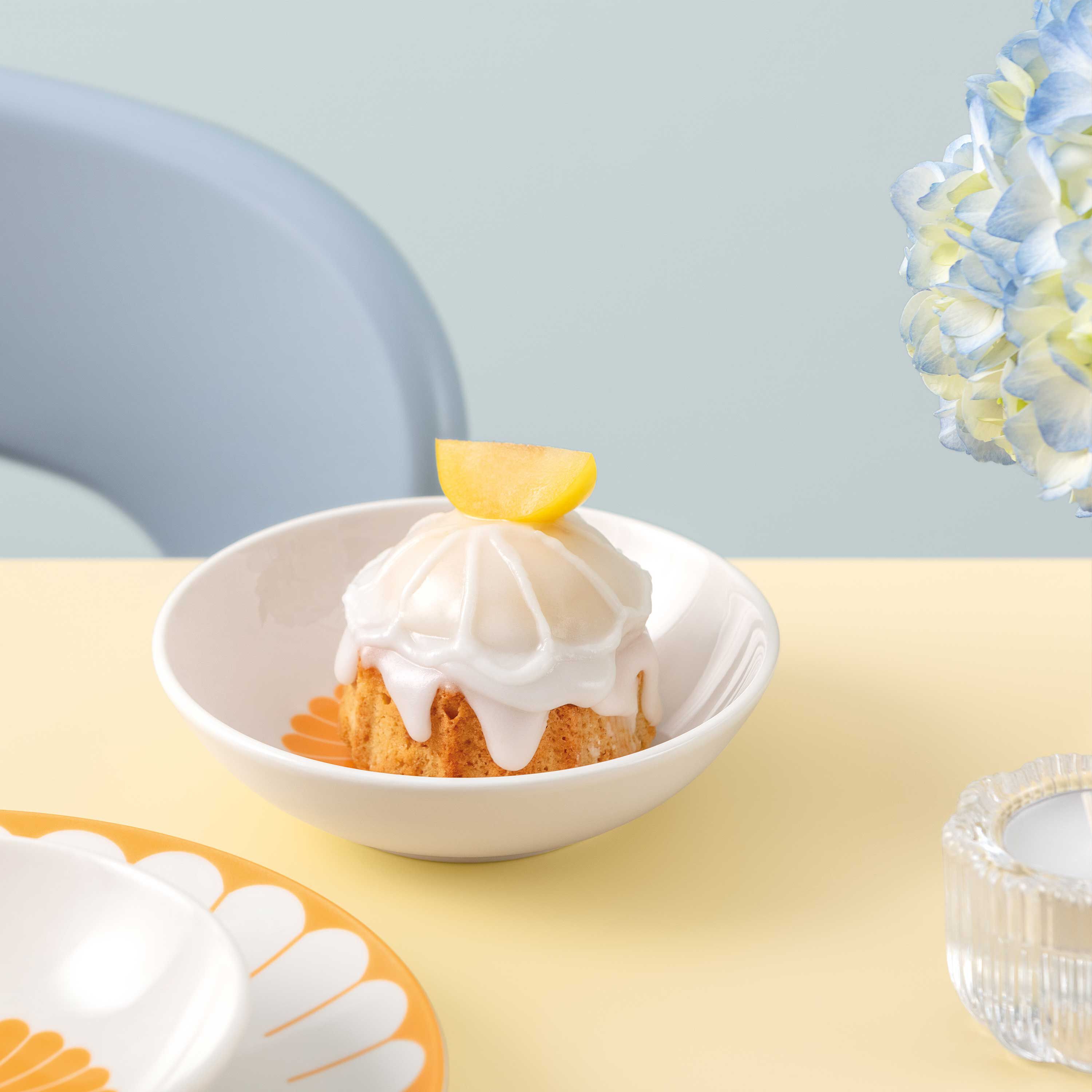 Fleur Appetizer/ Dessert Bowl - Yellow, 3.8 oz, Premium Porcelain