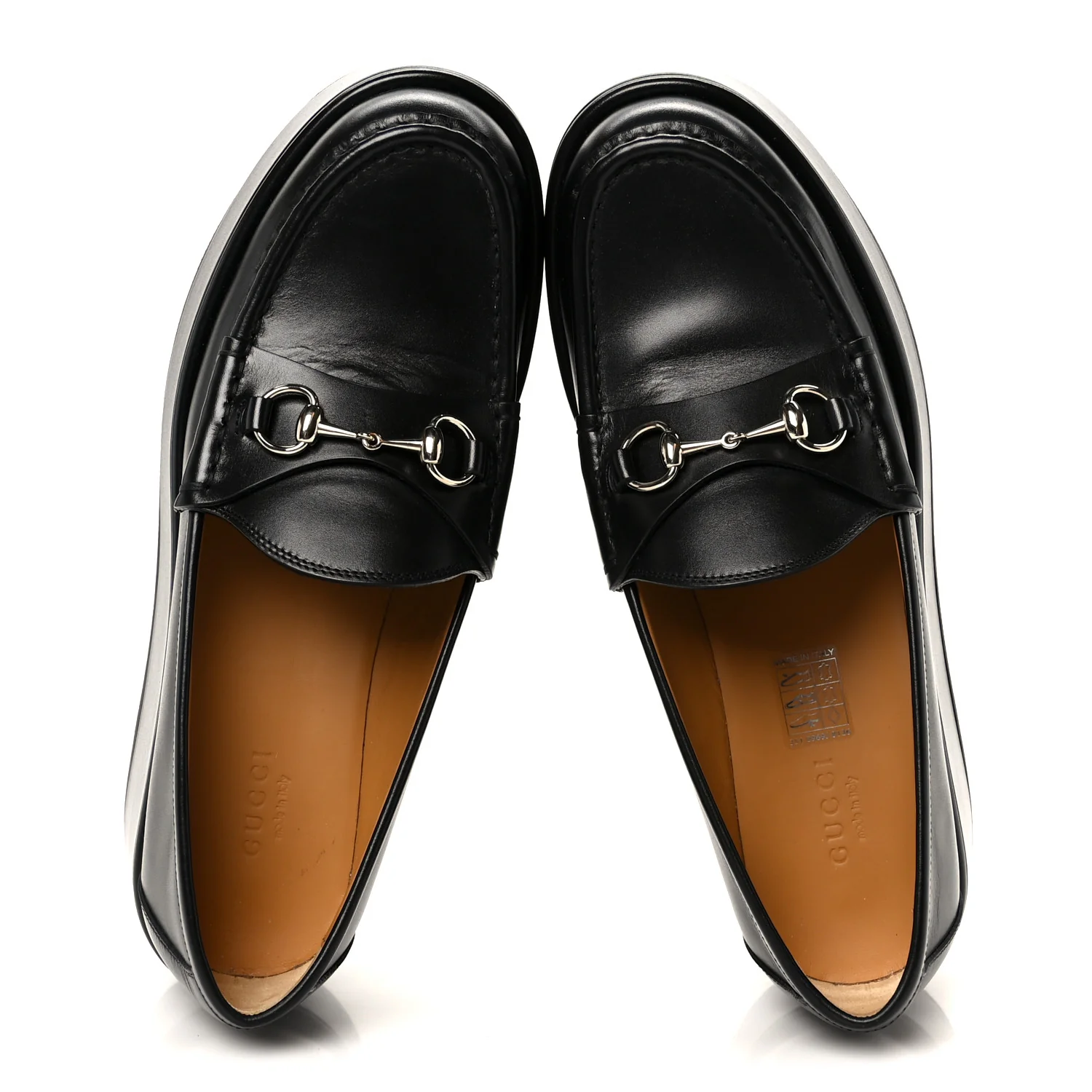 Kama Calfskin Horsebit Womens Wedge Platform Loafers 38.5 Black