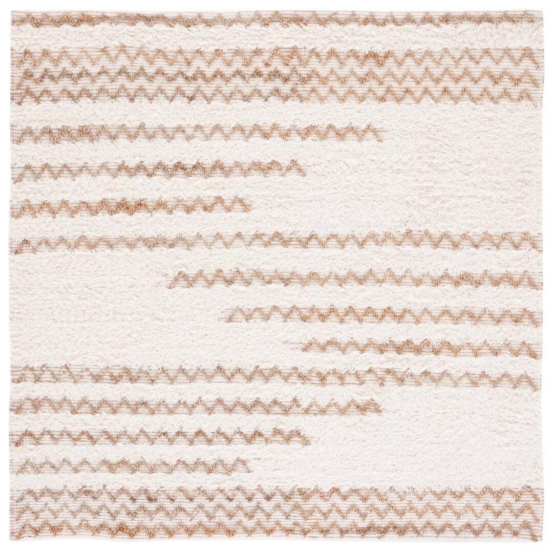 Kristina Chevron Handmade Flatweave Wool Area Rug in Ivory/Brown Steelside Rug Size: Square 4'