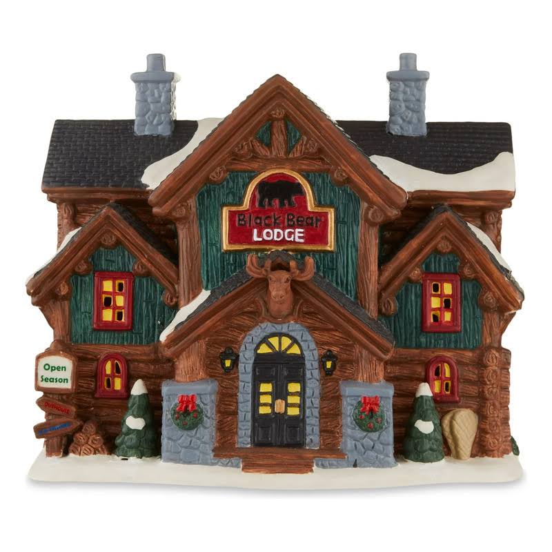 Black Bear Lodge Christmas Village House Light-Up, Multi-Color, 7.25 inch, by Holiday Time, Multicolor