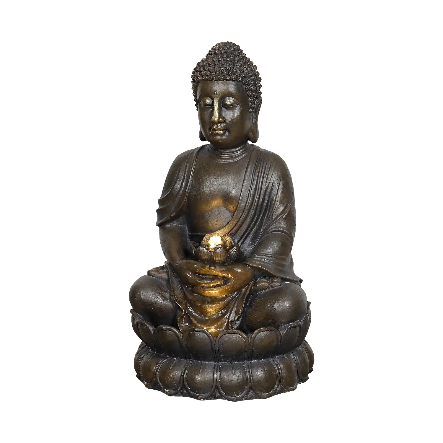 33" H Buddha Outdoor Water Fountain with LED Lights and Pump,Zen Style Relaxing Garden Fountain Waterfall for Patio, Porch and Yard Decor - Image 8