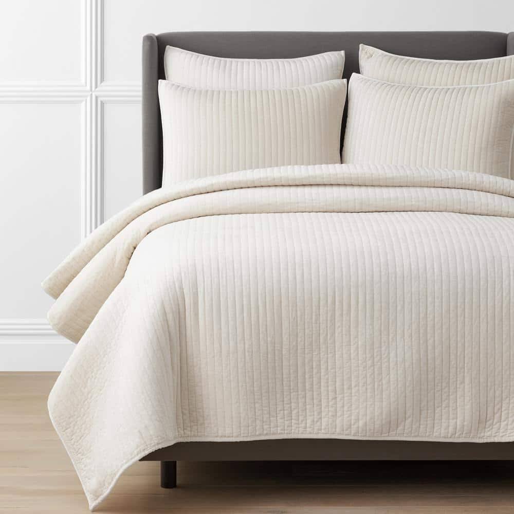The Company Store Legends Luxury Harmony Velvet Cream King Cotton Blend Quilt, Ivory