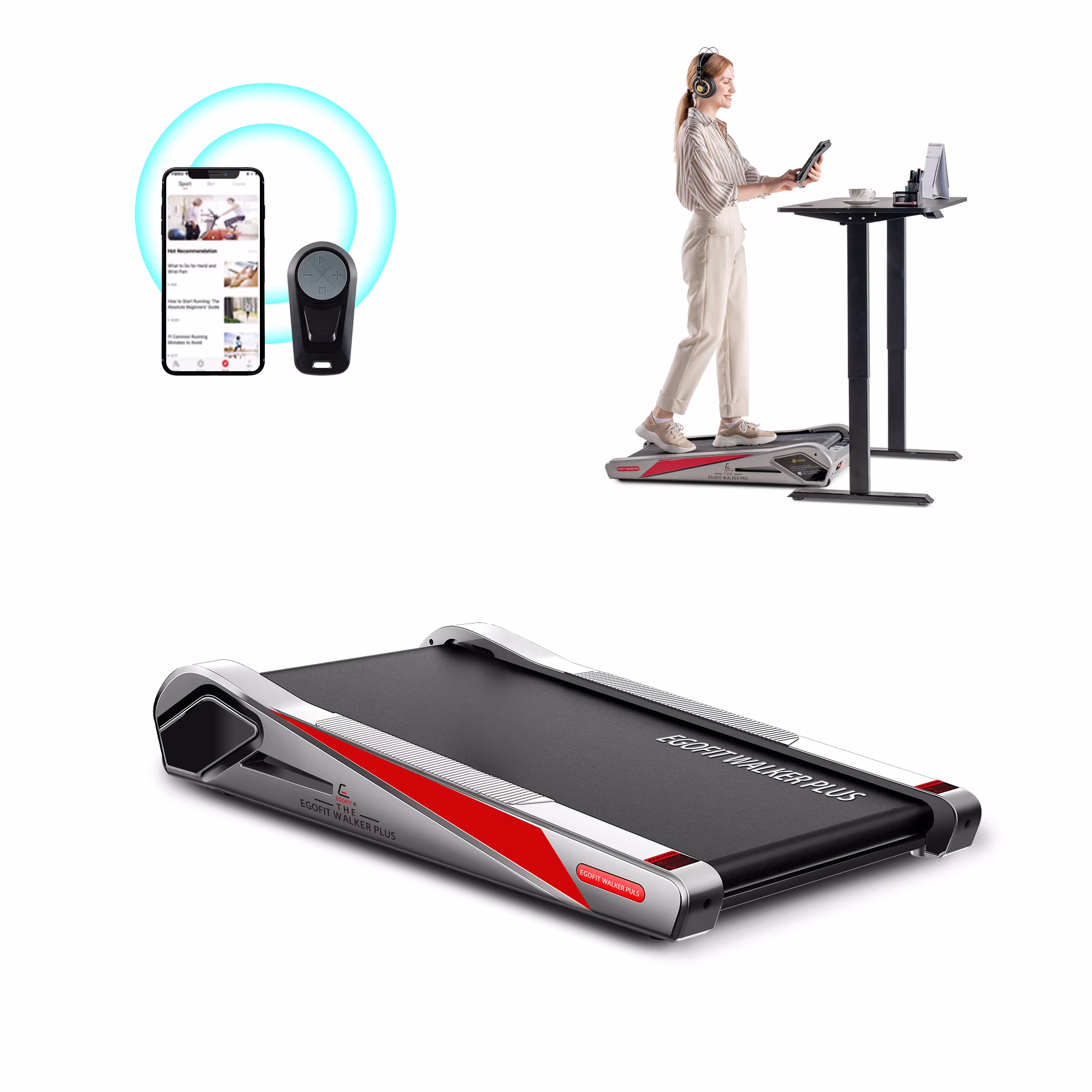 Walker Pro Smallest Under Desk Electric Walking Treadmill for Home 2.0HP 5° Incline