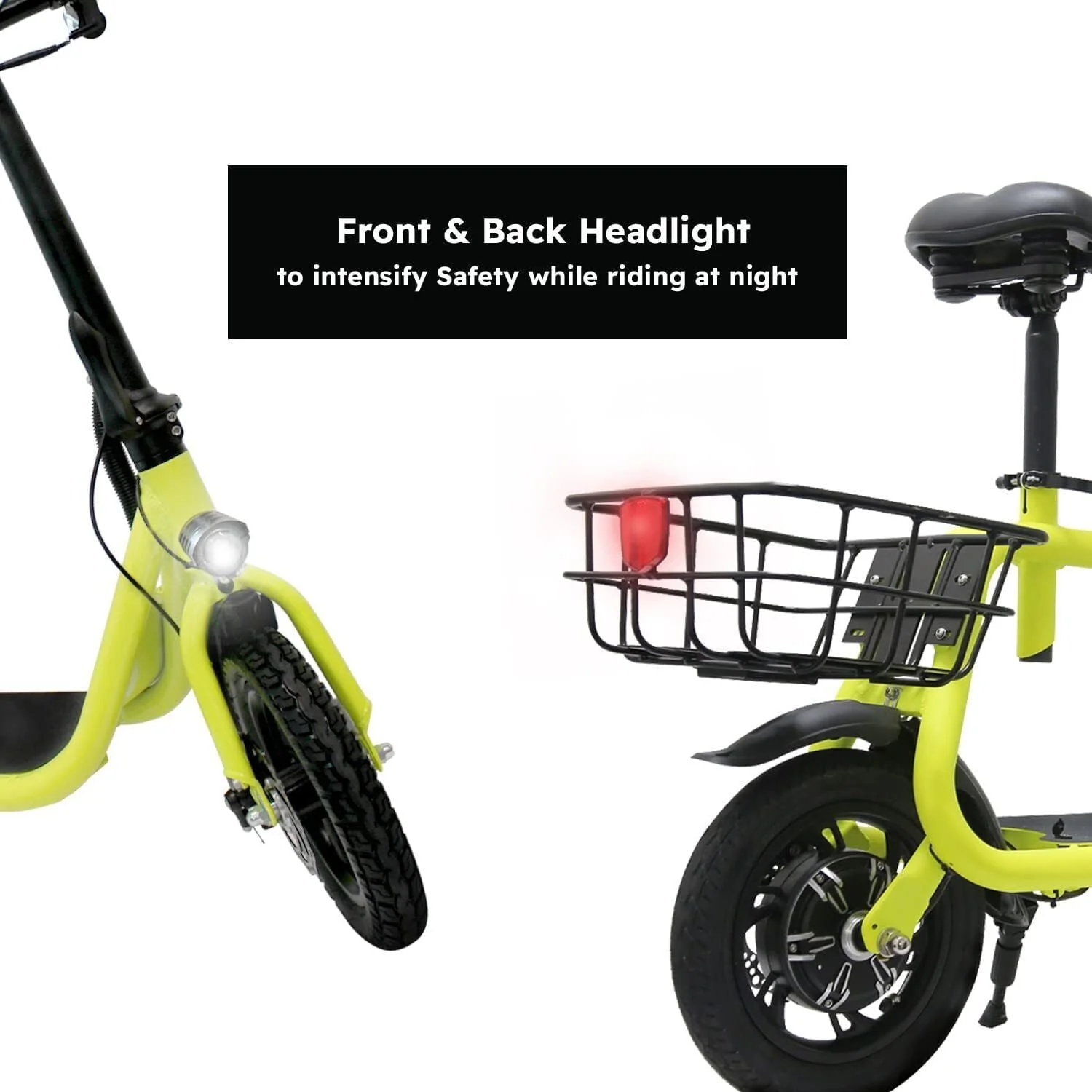 Electric Scooter Ebike, 450W 36V 12.5 Miles Long-range Battery Foldable Easy Carry Portable Design, Adult Electric Bicycle Scooter Up to 15.5 mph Commuter Scooter, 12 in Tires Off-Road, Yellow - Image 3