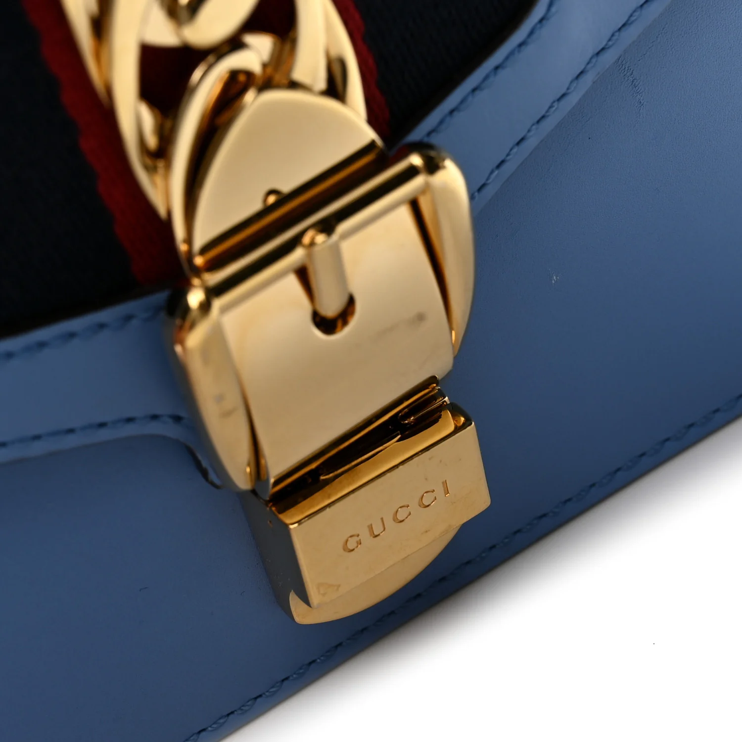 Calfskin Mini Sylvie Chain Shoulder Bag Clear Sky Blue