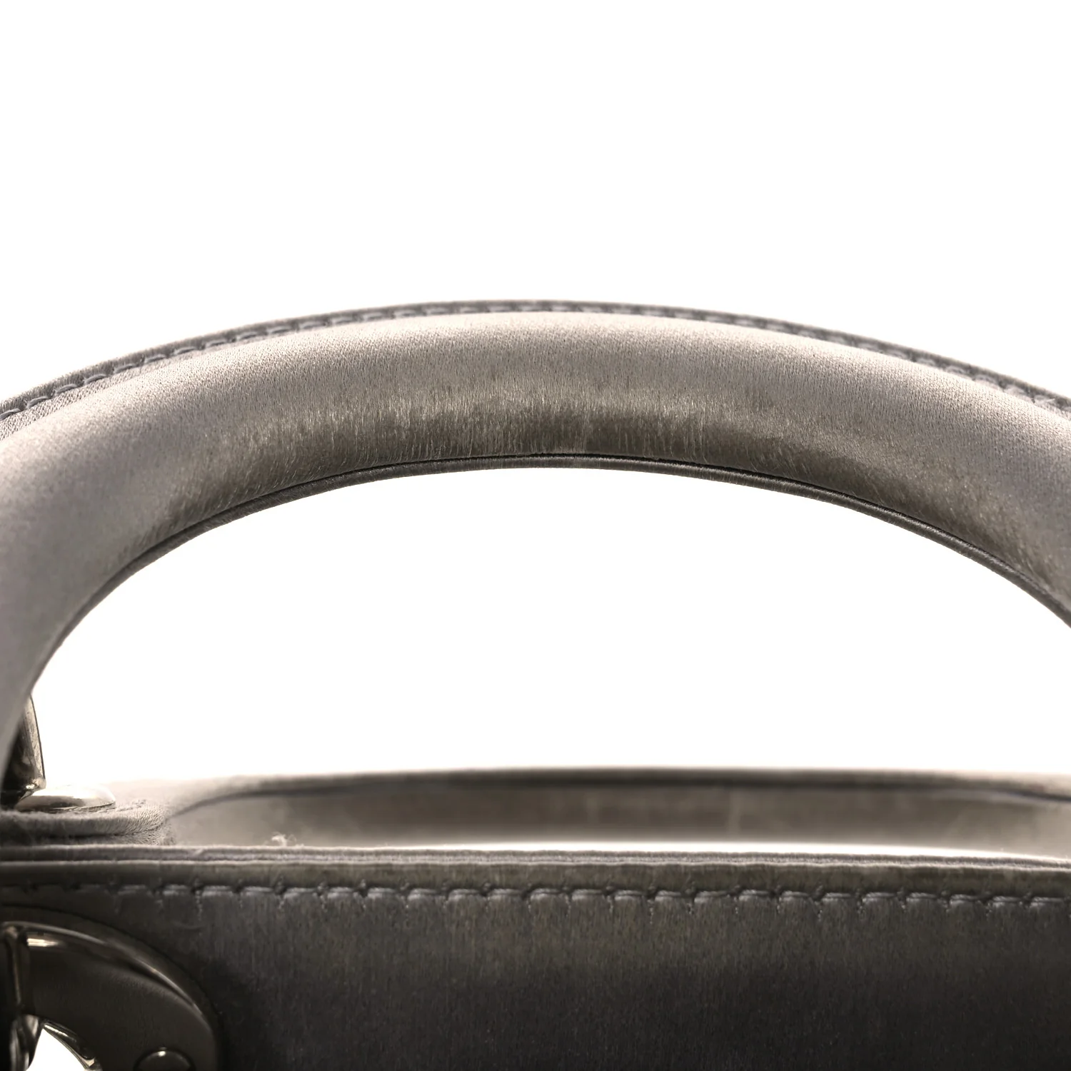 Satin Crystal Cannage Mini Lady Dior Gray