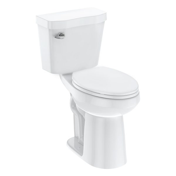 Toilettes allongées 21Toilet pour salles de bains, WC deux pièces avec abattant à fermeture ralentie, chasse d'eau siphonique de 1,28 po, hauteur universelle conforme aux normes ADA, blanc coton