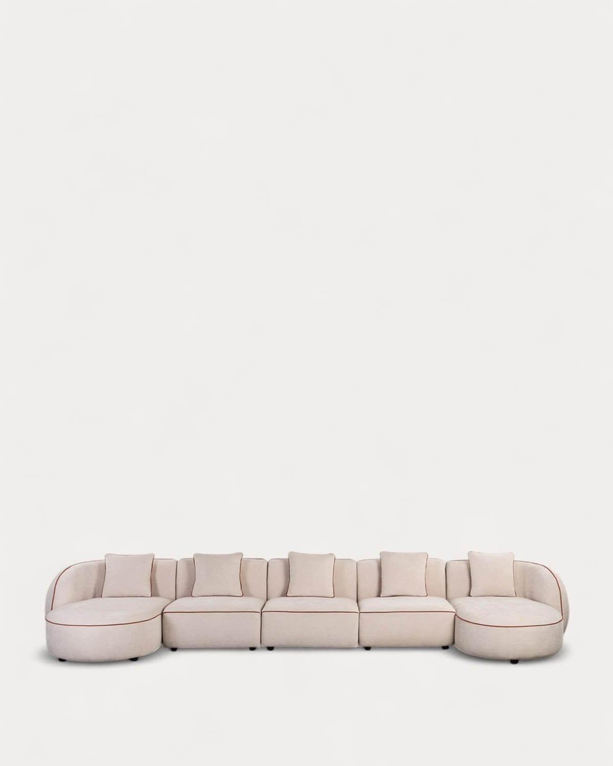 Ilham - Sofá Modular 5 Piezas con 2 Chaise Longue de Tela Ilham