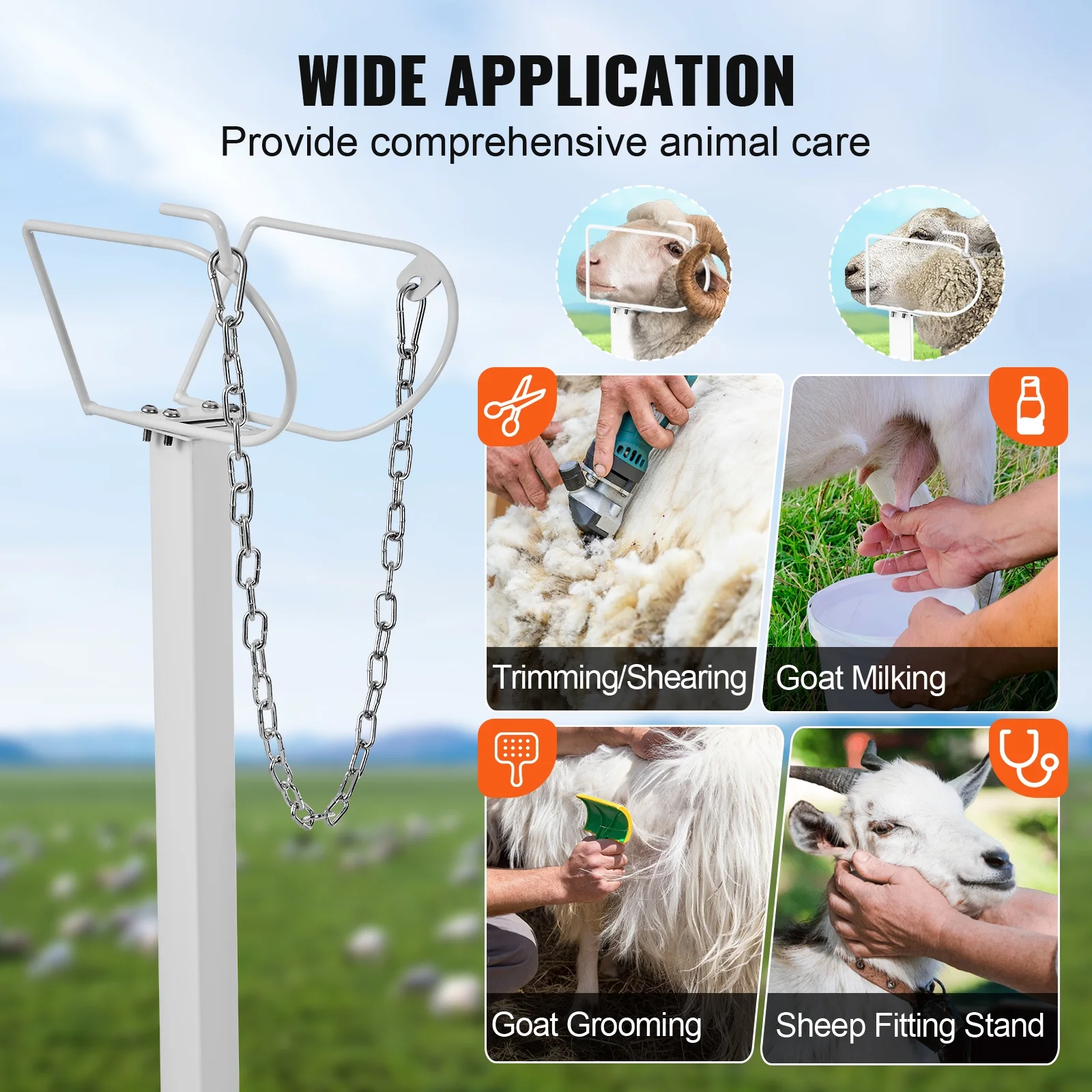 Livestock Stand for Goats and Sheep, 47x23 inch, Durable Metal Frame for Milking and Shearing, Height Adjustable from 21" to 33" - Image 3