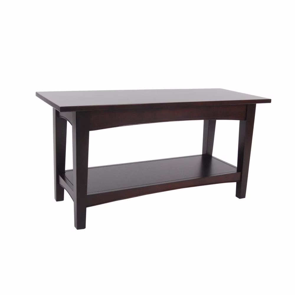 Shaker Cottage Bench with Shelf, Espresso(Espresso)