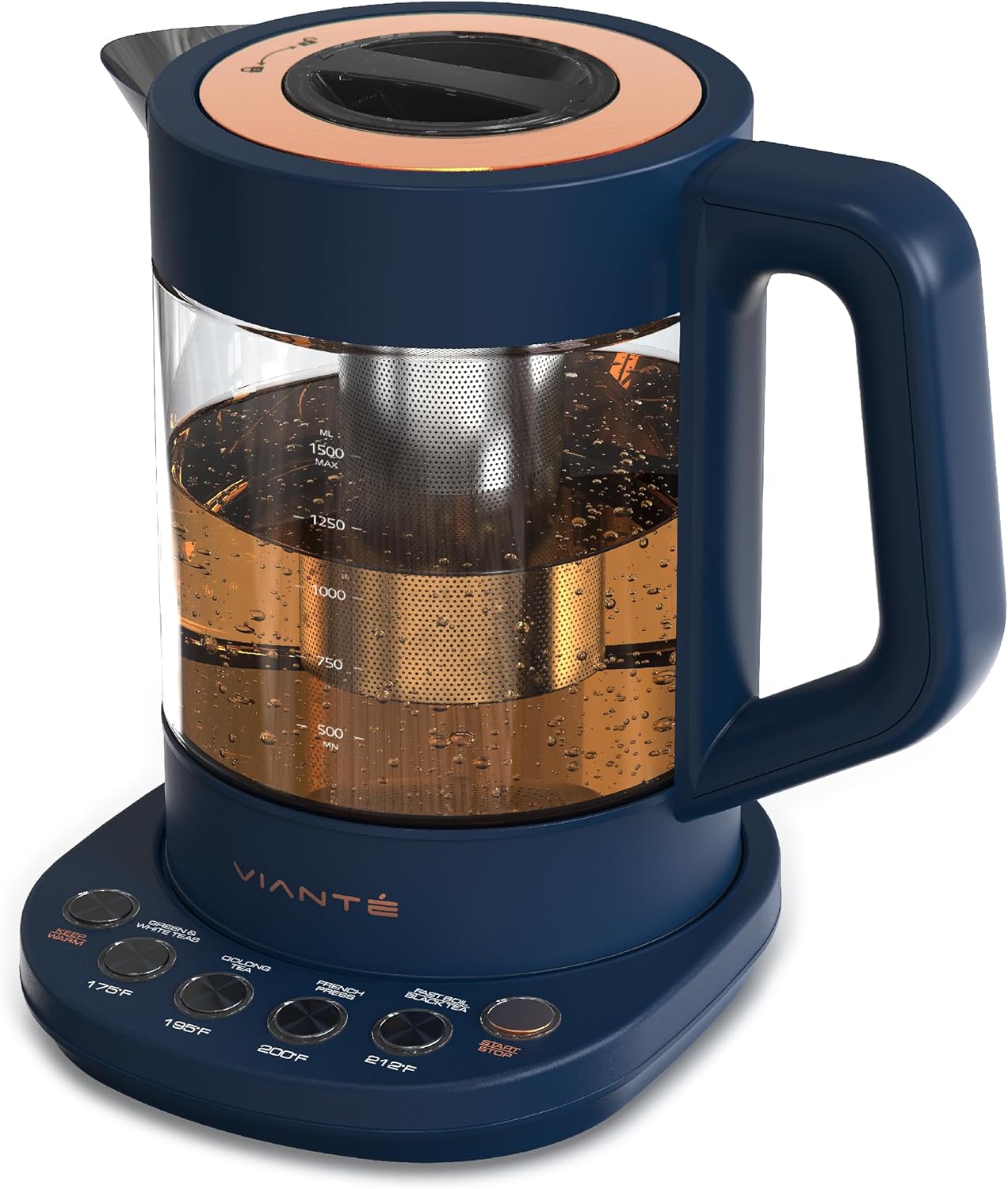 Viante Alba Electric Tea Kettle With Infuser, No Plastic, 1.5L