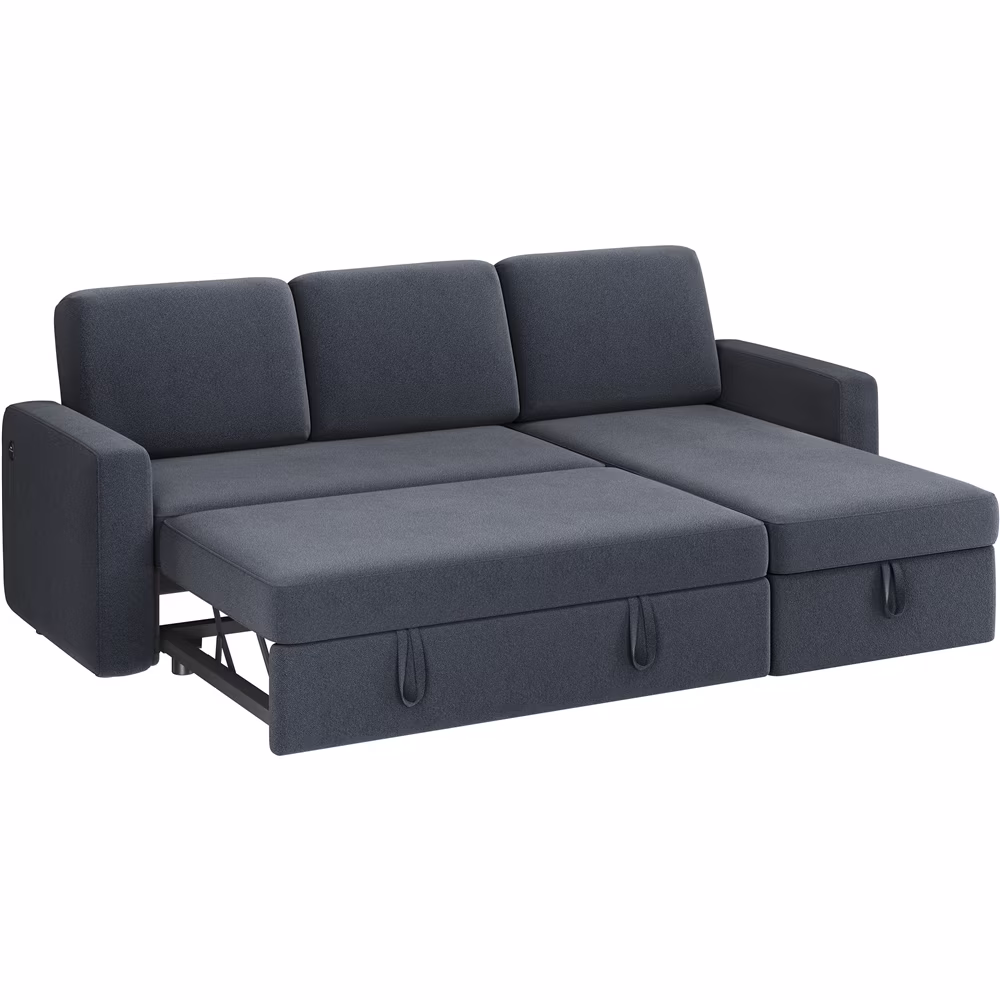 Reversible Sectional Sofa with USB Type-C Ports for Livingroom, Light Gray(Light Gray) - Image 7