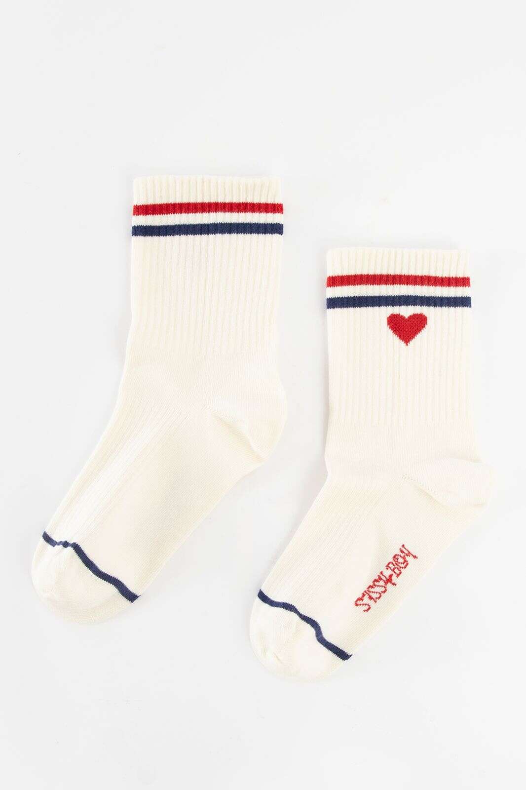 Witte sportsokken met hartje