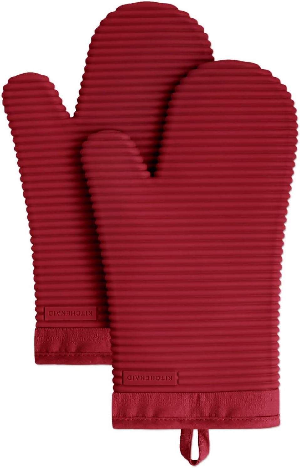 KITCHENAID Ribbed Soft Silicone Oven Mitt 2-Pack Set, 7.5