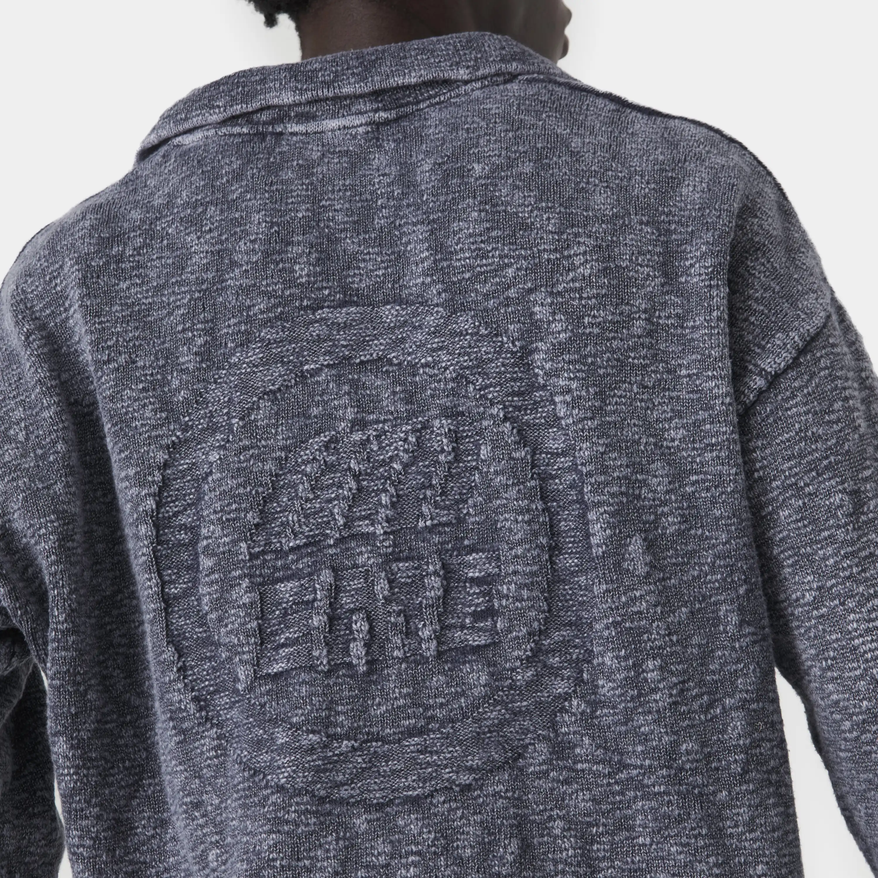 Kiff Navy Distressed Knit Polo