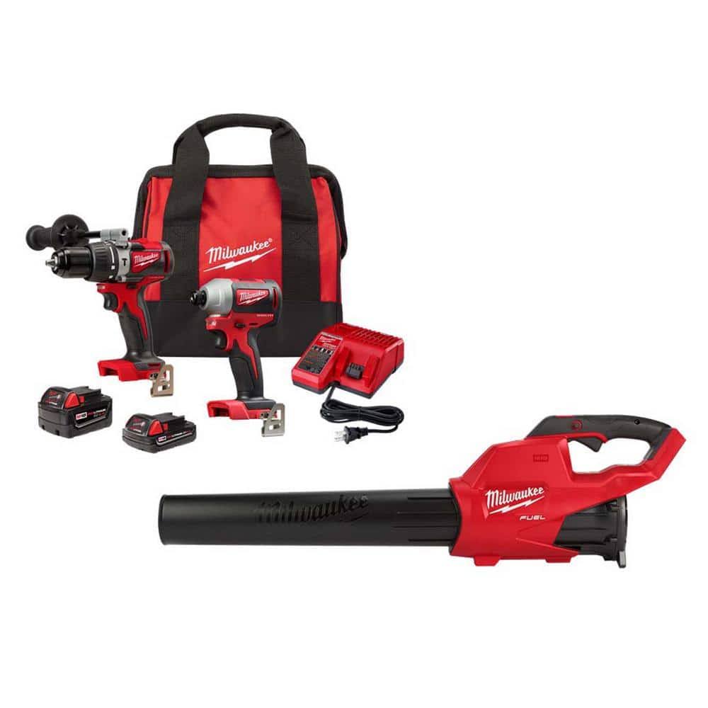Milwaukee M18 Fuel 120 MPH 450 CFM 18V Lithium-Ion Brushless Cordless Handheld Blower w/M18 Brushless Hammer Drill/Impact Combo