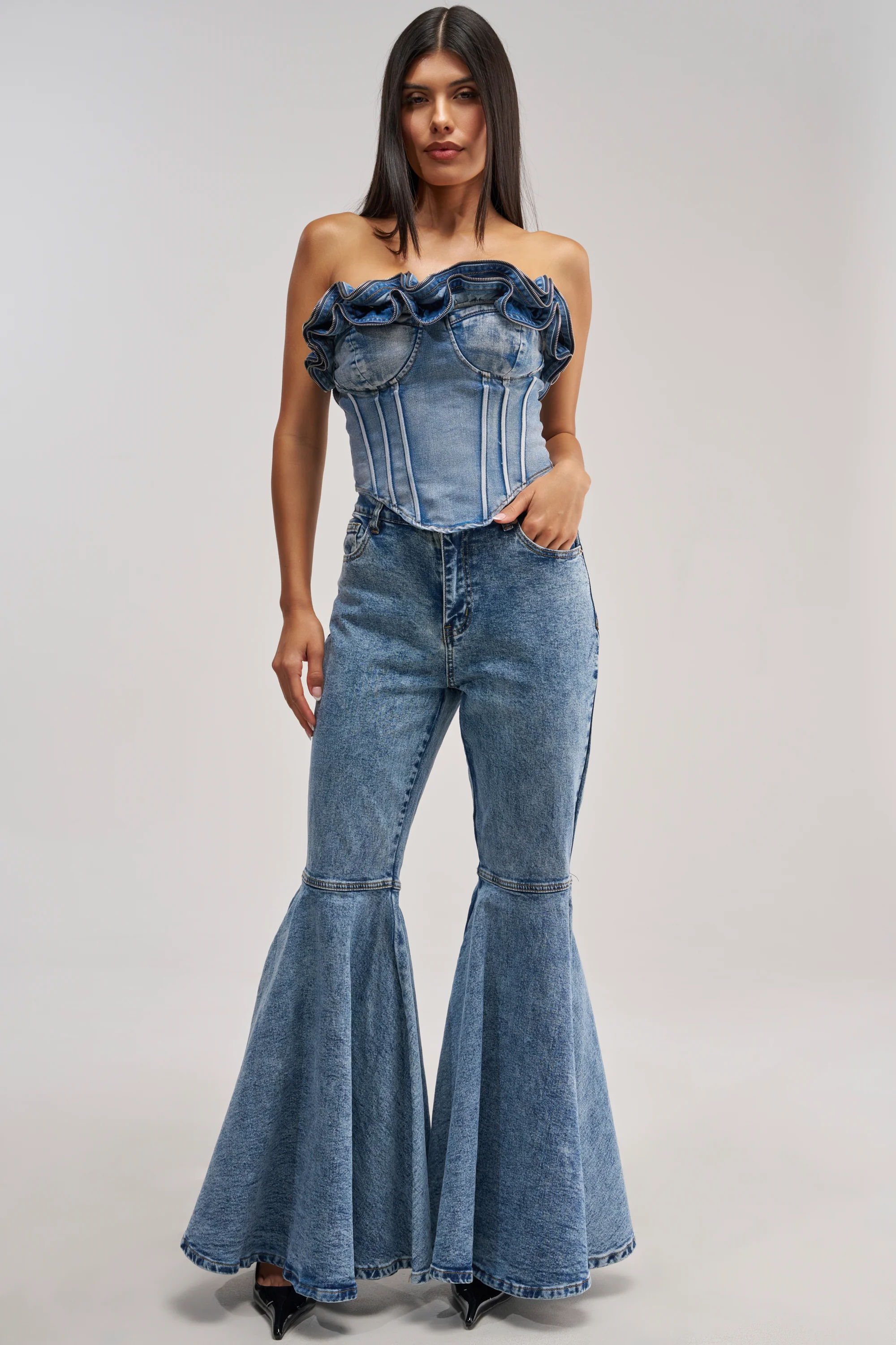 DONT PLAY WITH MY HEART BELL BOTTOM DENIM - Akira Store