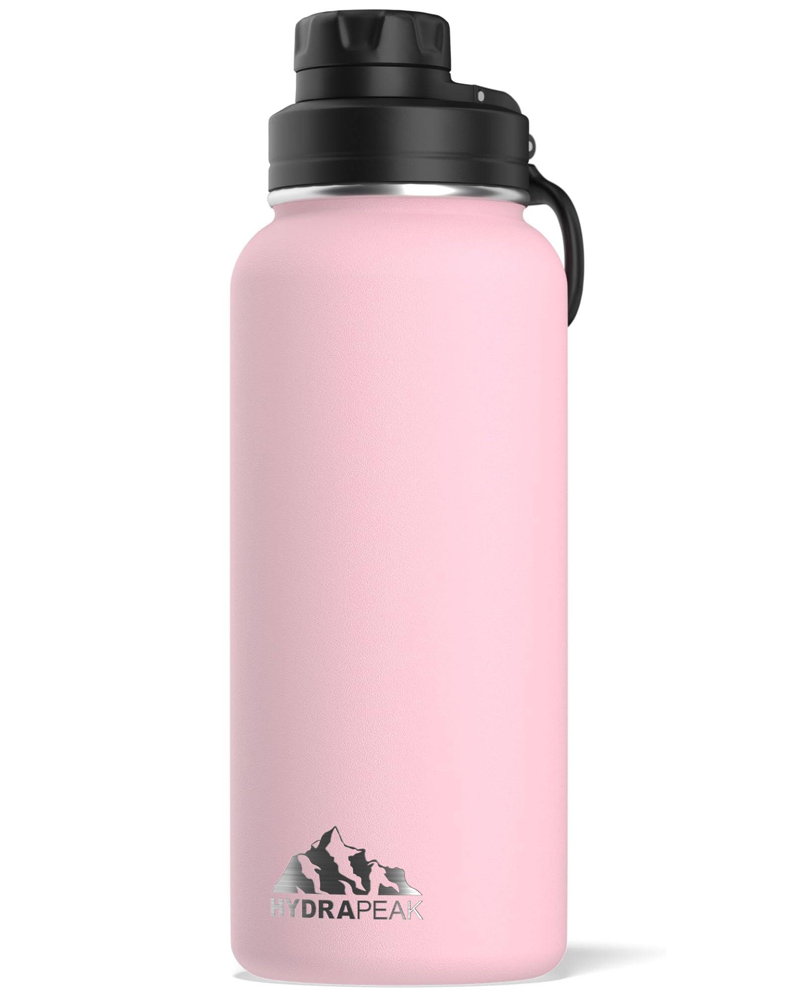 Hydrapeak 32oz Wide Mouth Stainless Steel Water Bottle Pink Chug 32