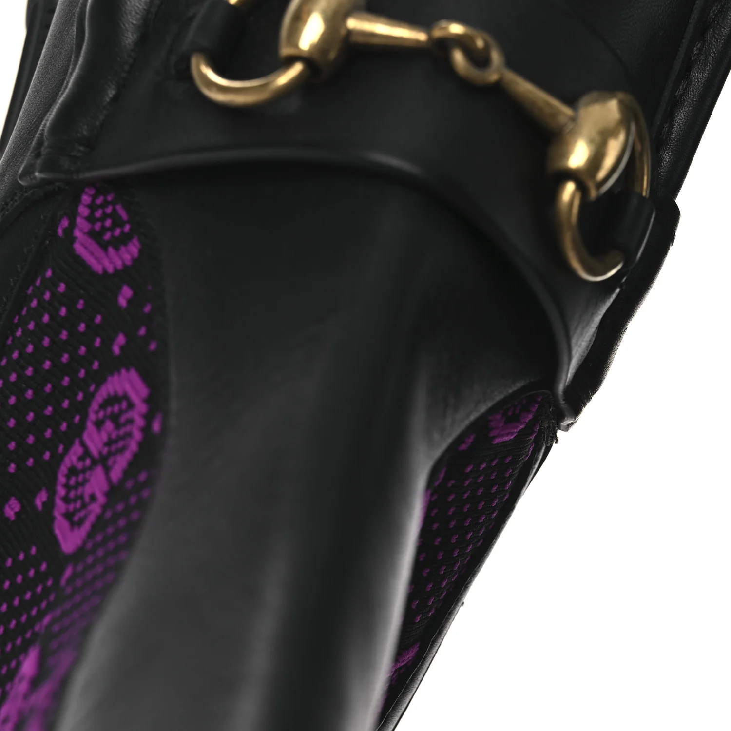 Quebec Calfskin Technical Jersey Knit GG Monogram Horsebit Ankle Boots 42 Black Fucsia