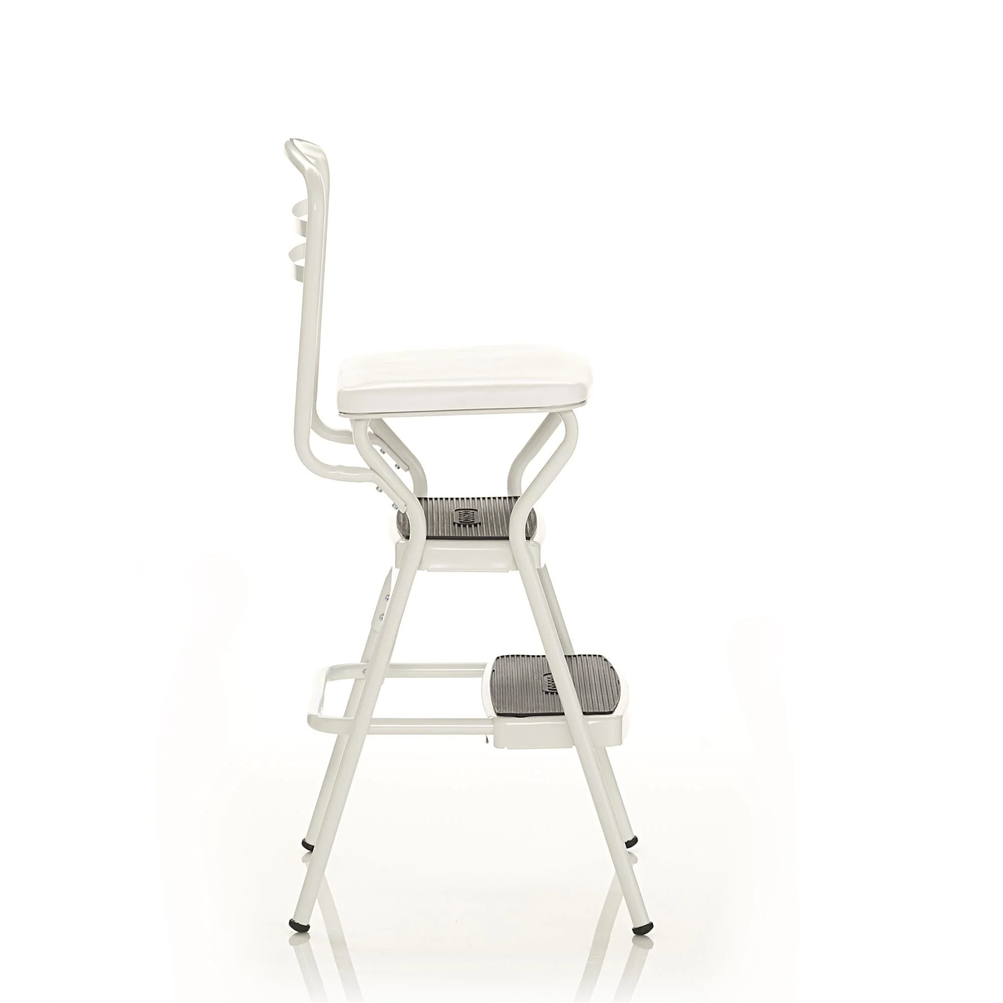 COSCO Stylaire Retro Chair + Step Stool with Flip - up Seat (White, One Pack)