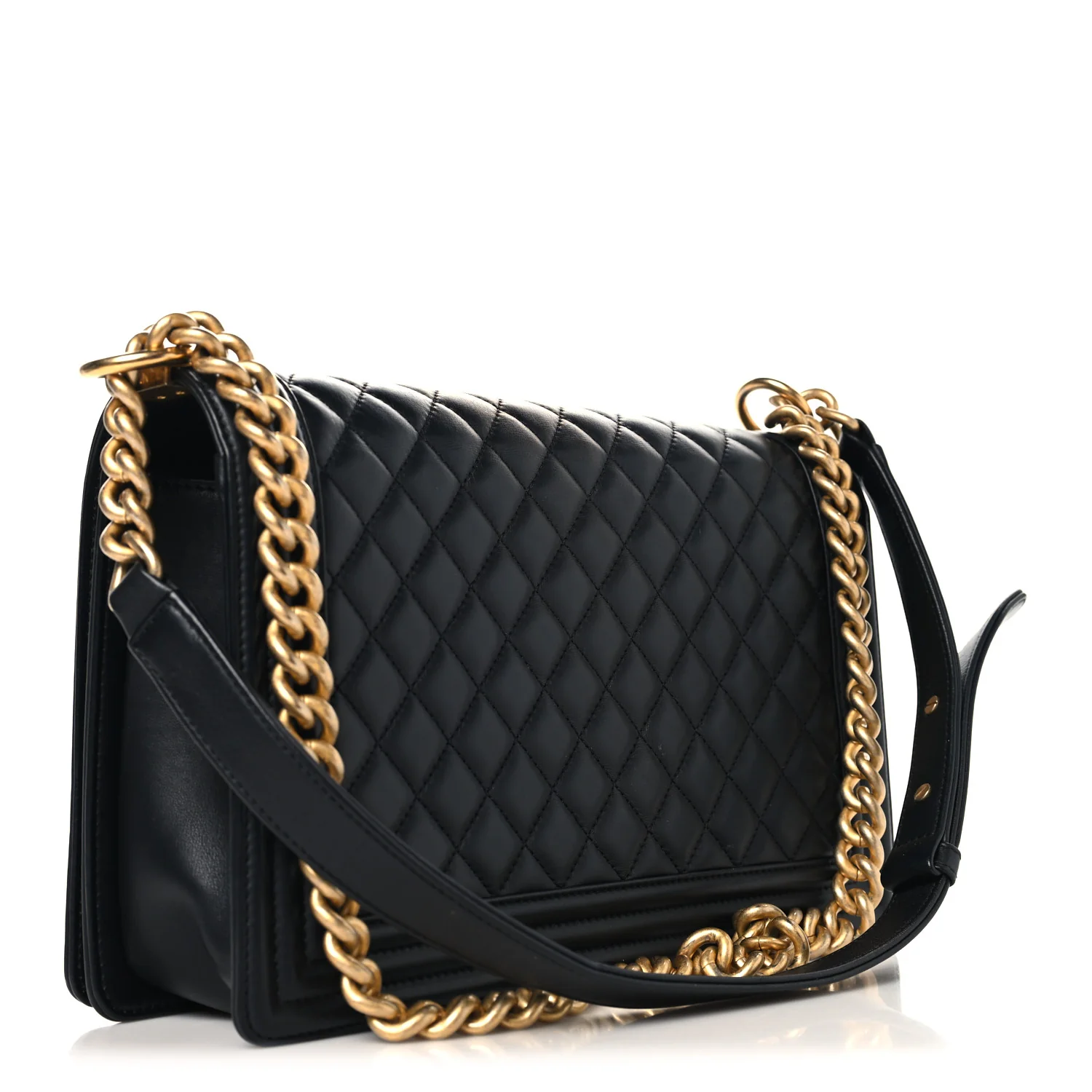 Lambskin Quilted New Medium Boy Flap Black