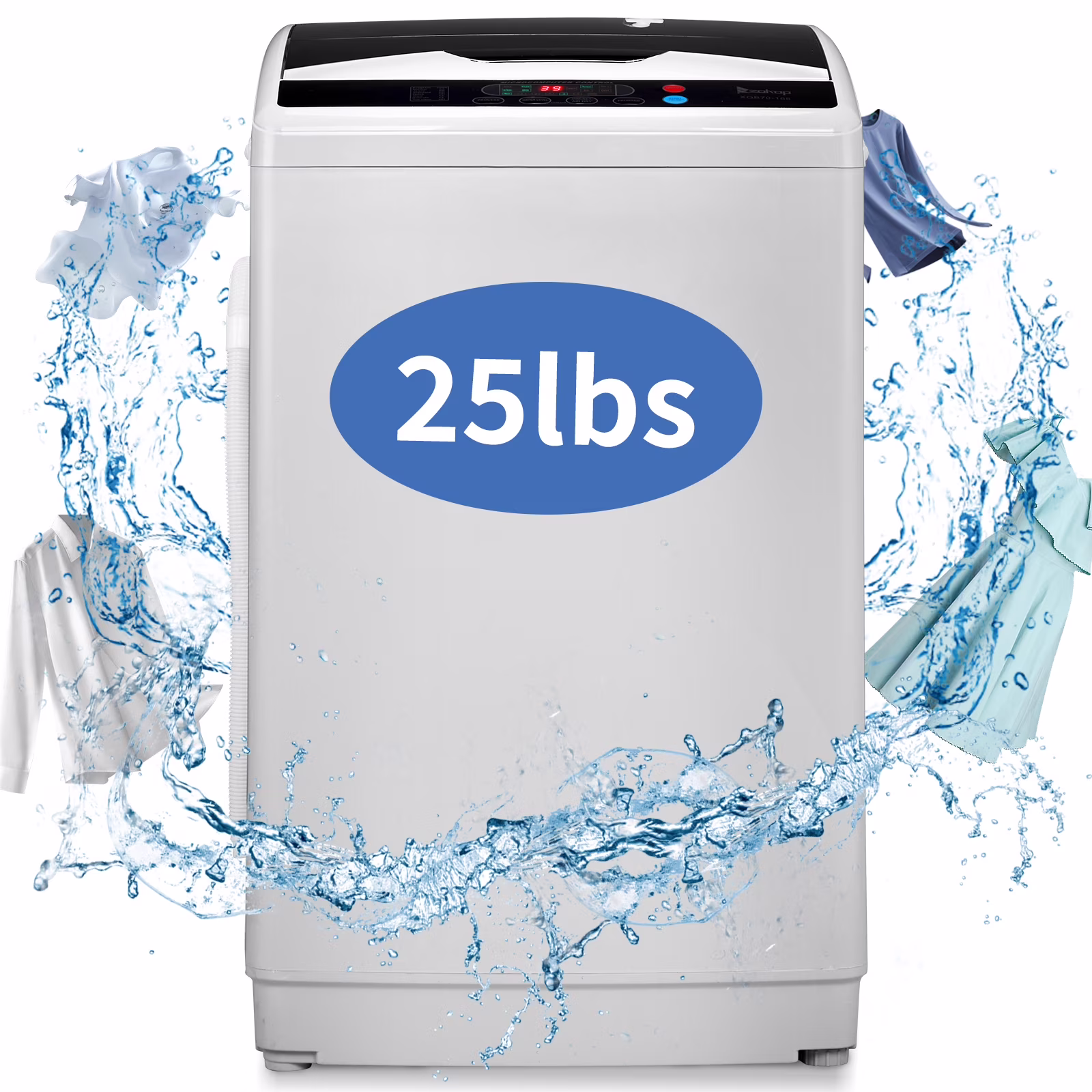 Zimtown Full Automatic Washing Machine, 25 lb Top Load Portable Washer with Drain Pump