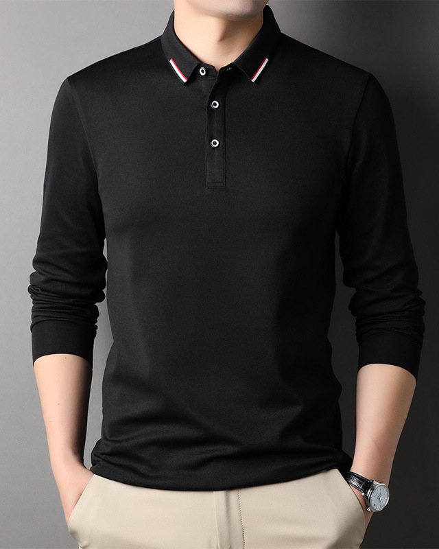 Polo à manches longues bleu marine pour homme