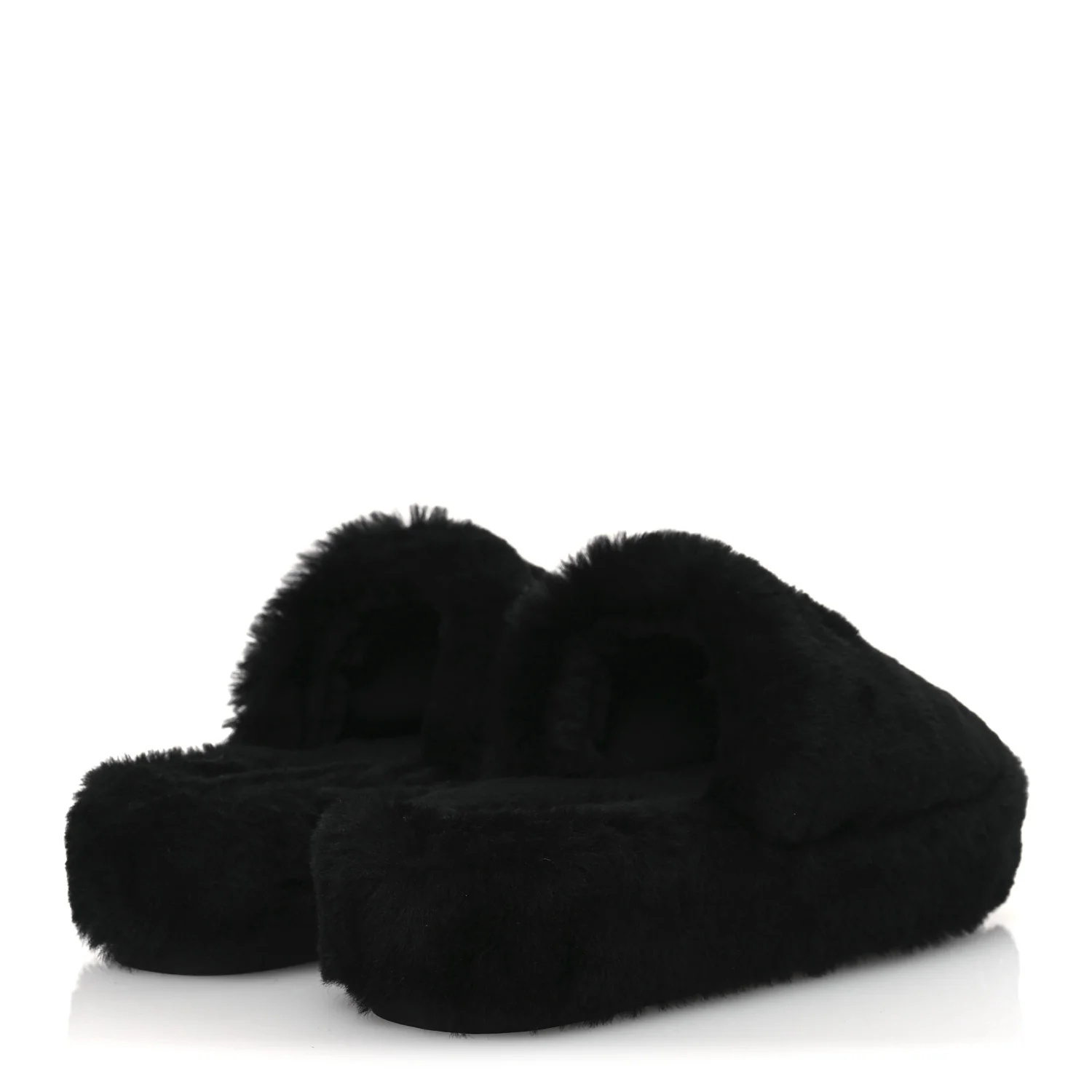 Shearling CC Flat Mules 40 Black