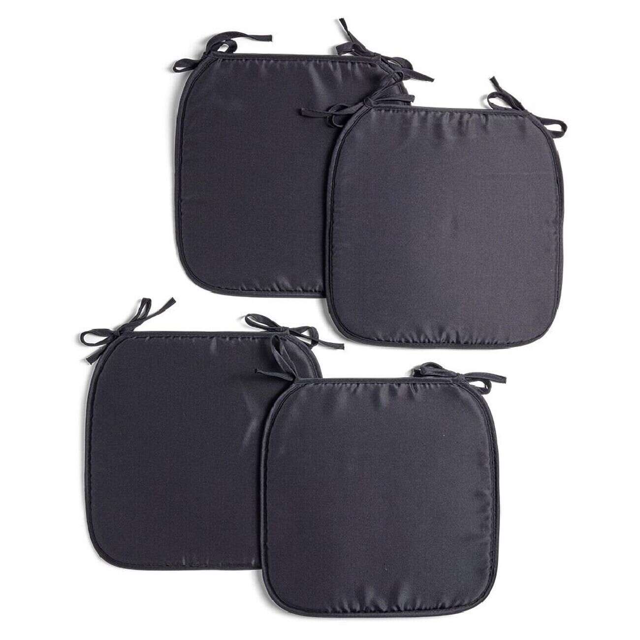 Lot de 4 galettes de chaise 38x38cm polyester noir