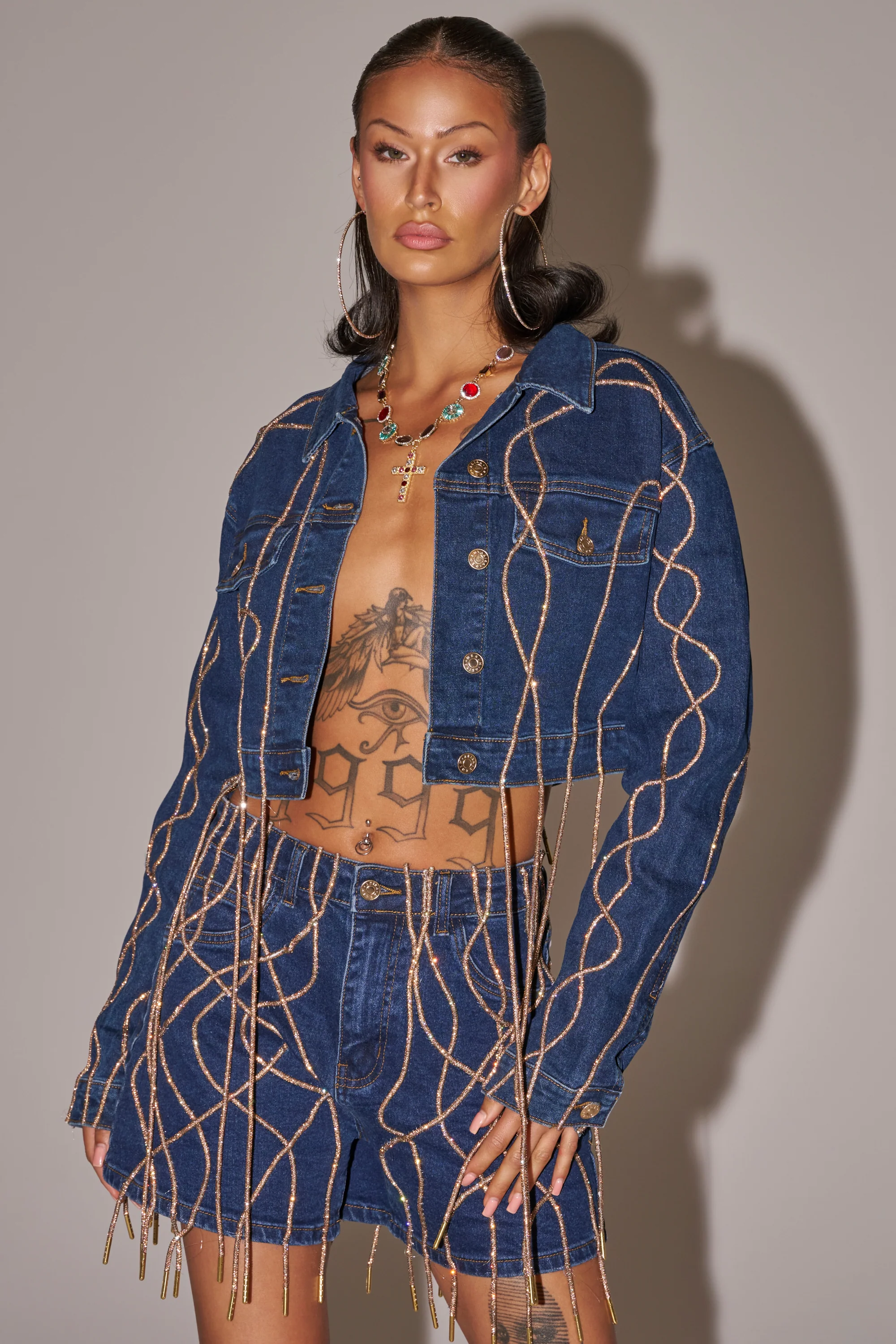 NINA EMBELLISHED DENIM JACKET - Akira Store