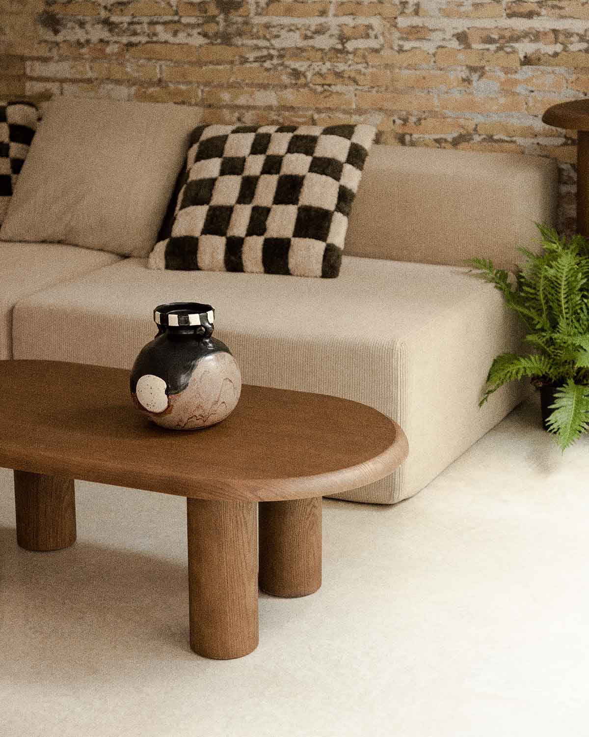 Alhie - Mesa de Centro Ovalada de Madera (110x55 cm) Alhie