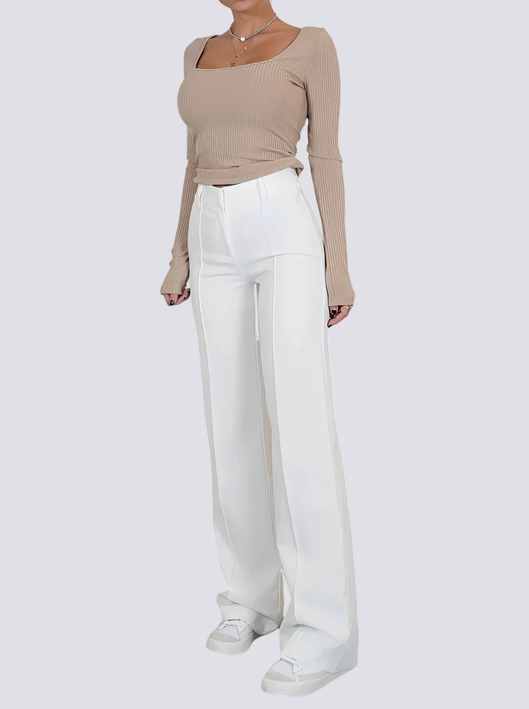Amelie - Pantalon formel taille haute à jambe droite