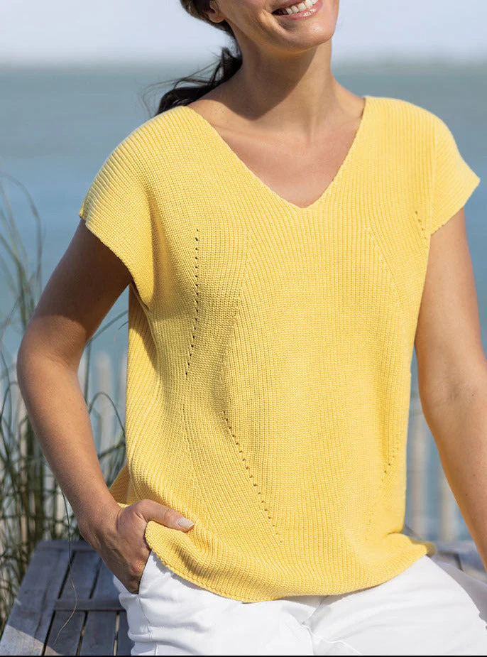 Pull sans manches femme jaune