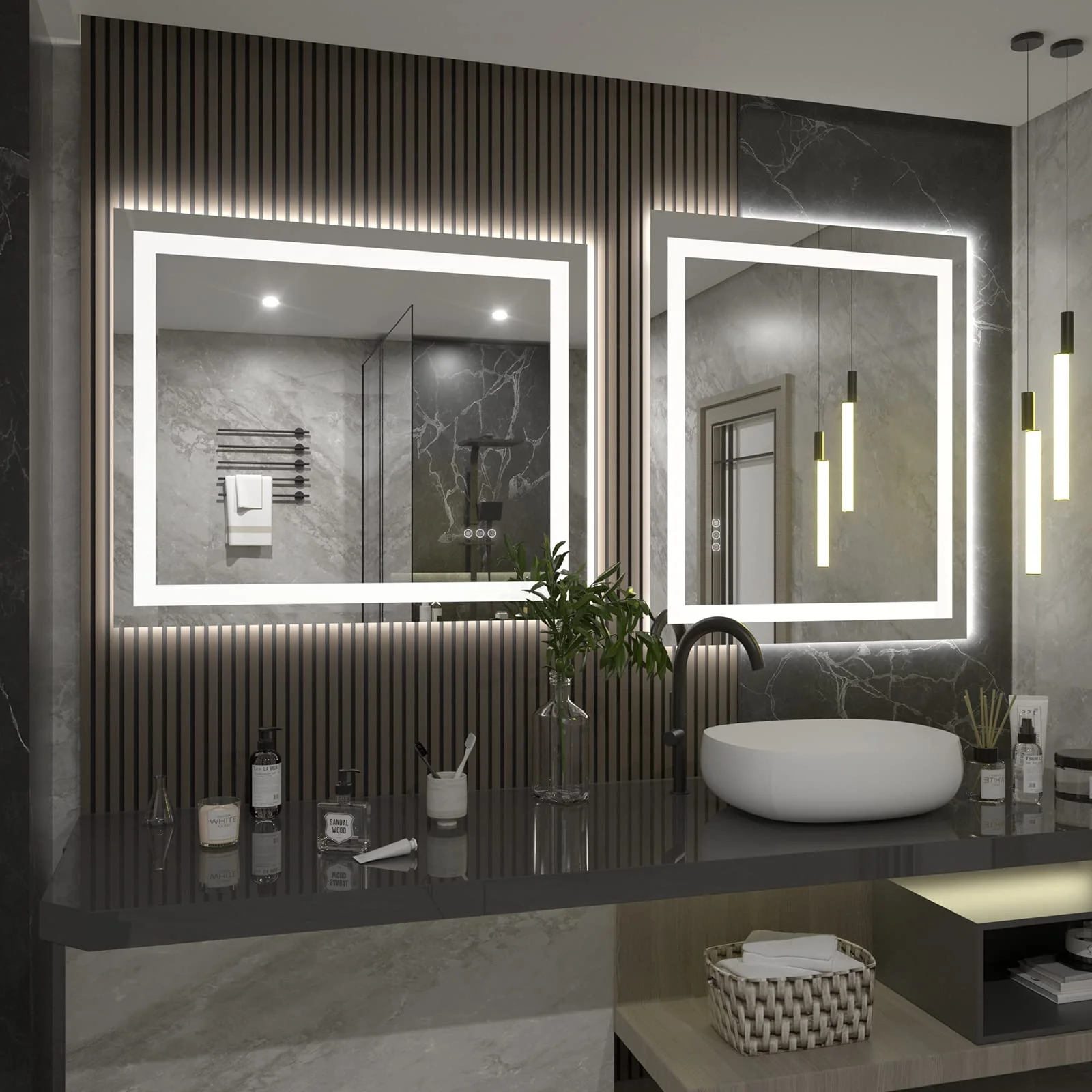 ODDSAN 24x36 LED Mirror for Bathroom. Lighted Vanity Mirror for Wall