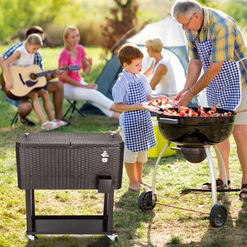 Outvita 80 Quart Rolling Ice Chest. Portable Bar Drink Cooler