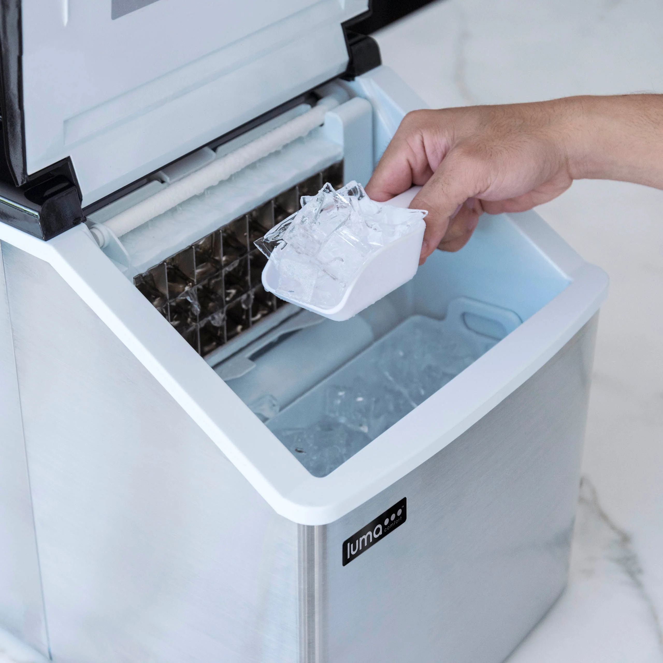 Luma Countertop Ice Maker. Clear Ice, 40 lbs/day - Stainless Steel