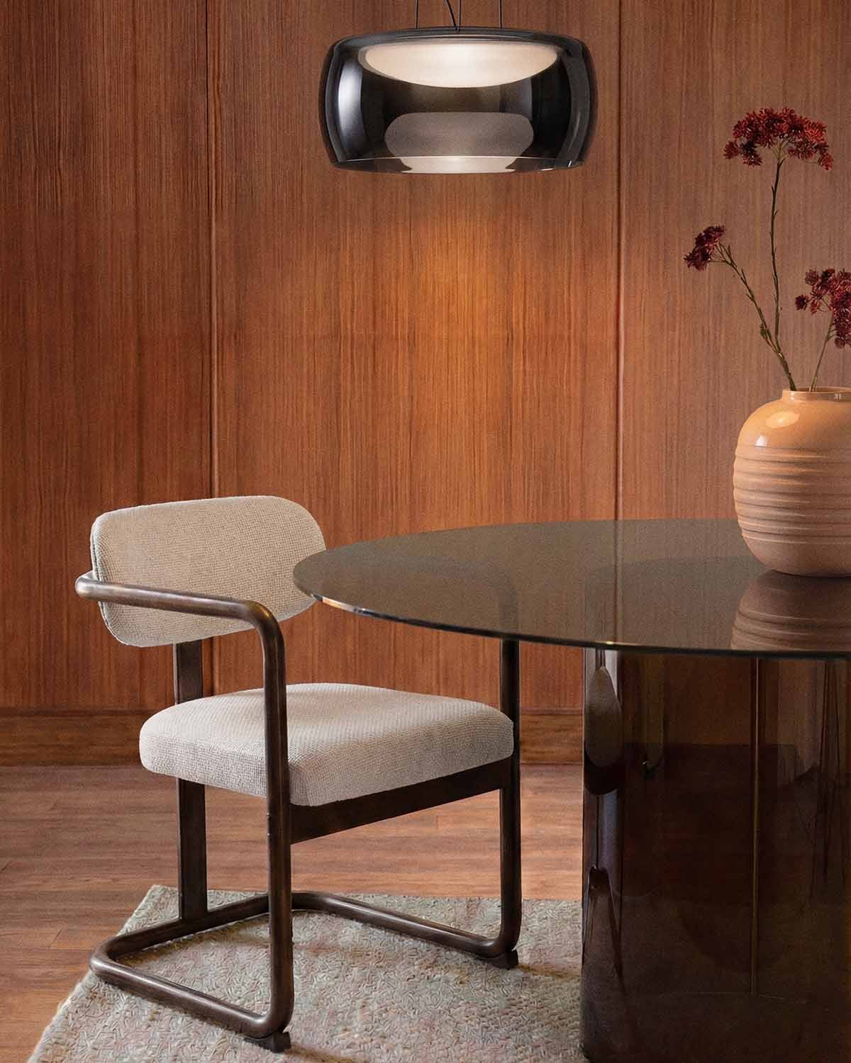 Vitier - Silla de Comedor de Madera de Caucho y Tela Vitier