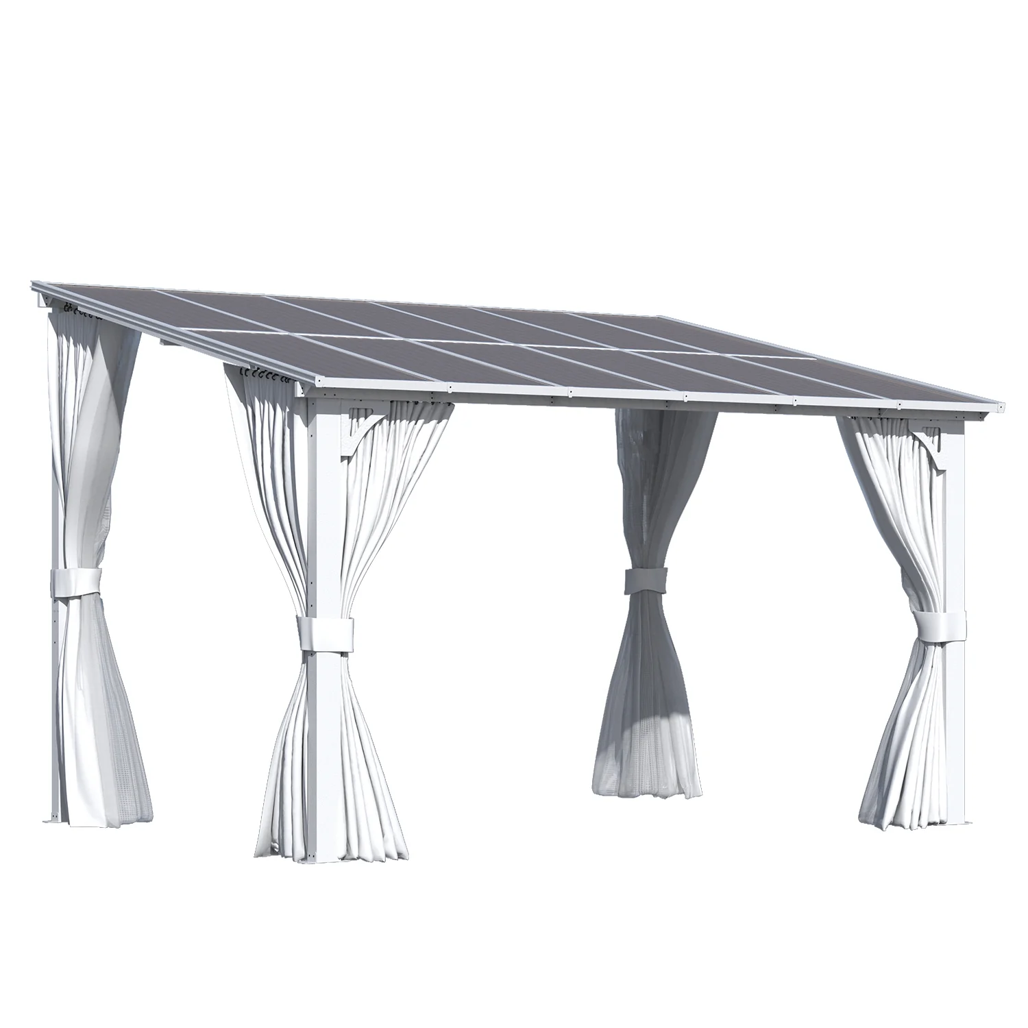 AECOJOY 12'x8' Wall Gazebo with Curtains and Mosquito Netting, White