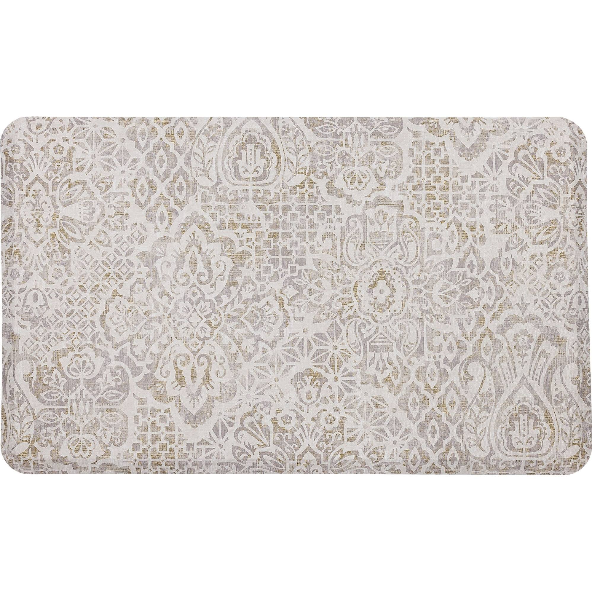Mohawk Home Damask Nouveau Tan 1 ft. 6 in. x 2 ft. 6 in. Kitchen Mat