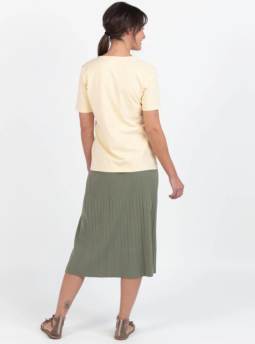 Tee-shirt femme en coton jaune vanille