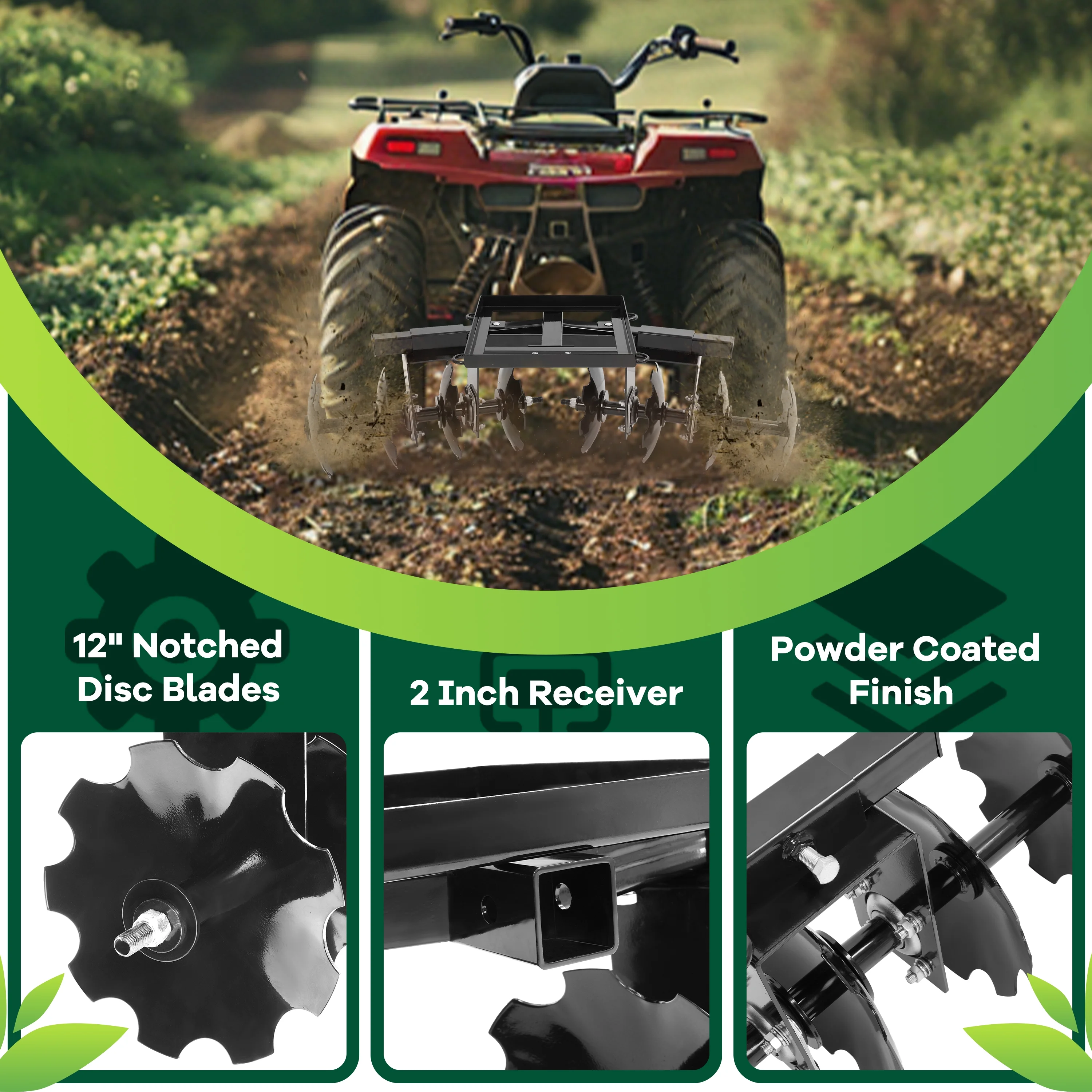 Disc Plow Harrow for ATV Steel With 8 blades W/Hardware Universal 54" Cut Width(Disc Plow) - Image 5
