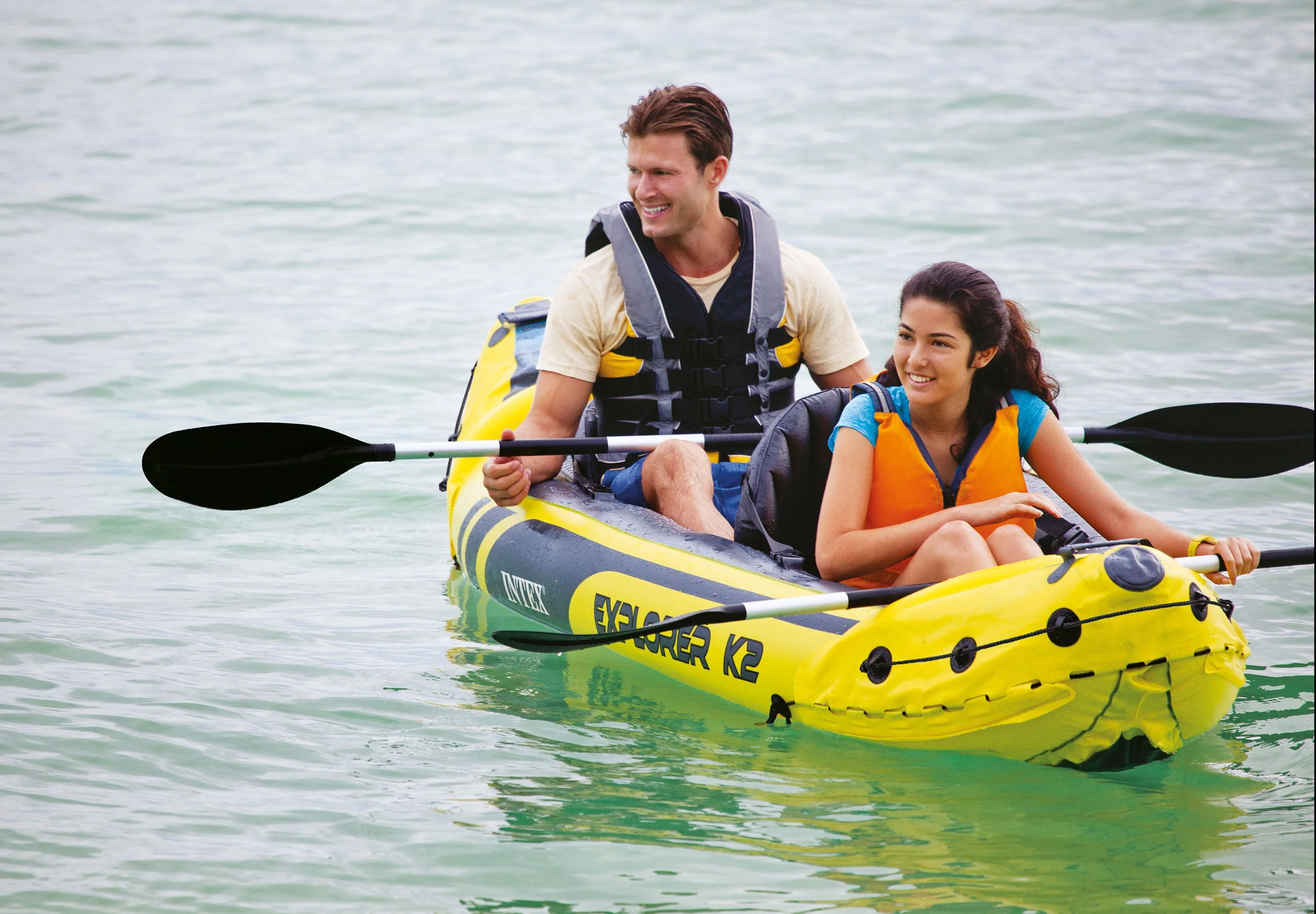 Explorer K2 Inflatable Kayak with Oars and Hand Pump - Image 9