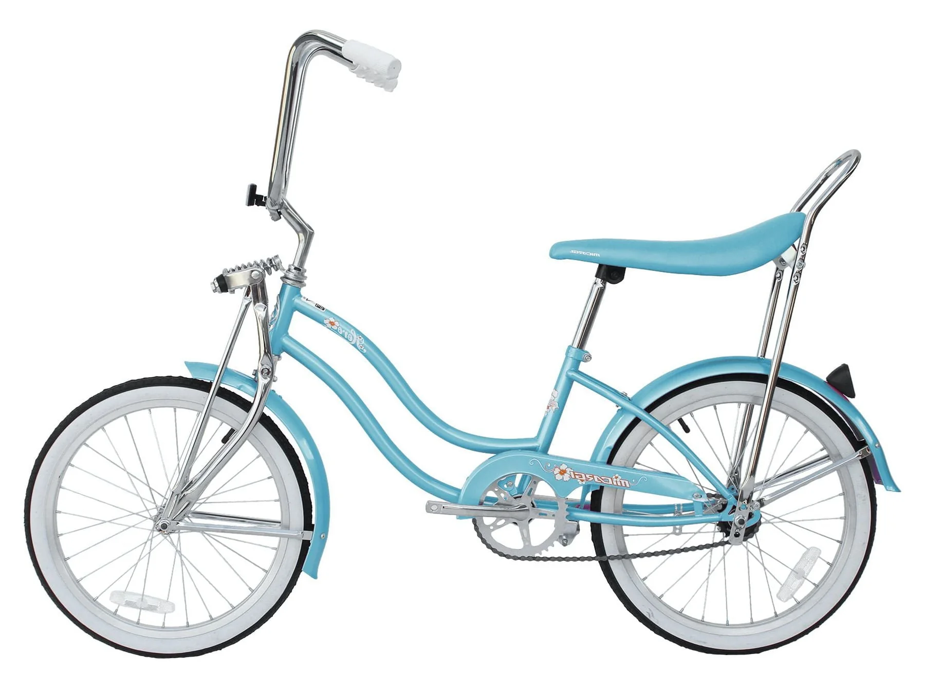 Wonder Wheels 20 in Women'S Girls Beach Cruiser Lowrider Coaster Brake Single Speed Bicycle, Bike with Banana Seat Stainless Steel Spokes One Piece Crank Alloy Rims 36 H - Baby Blue